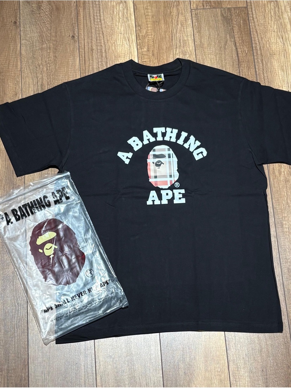 A Bathing Ape BAPE x Burberry Black T-Shirt Brand New Mens Large